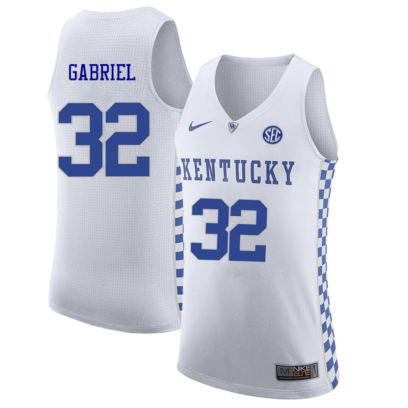 Men Kentucky Wildcats #32 Wenyen Gabriel College Basketball Jerseys Sale-White